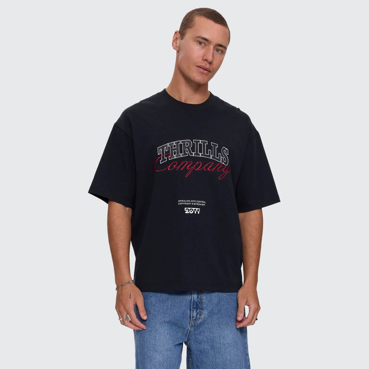 Spiraling Box Crop Tee Washed Black - Image 1