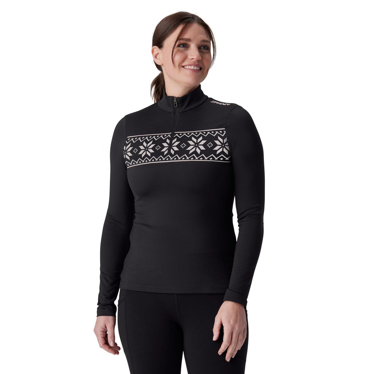 Womens Vivid Quarter Zip Skivvy Black2 - Image 1