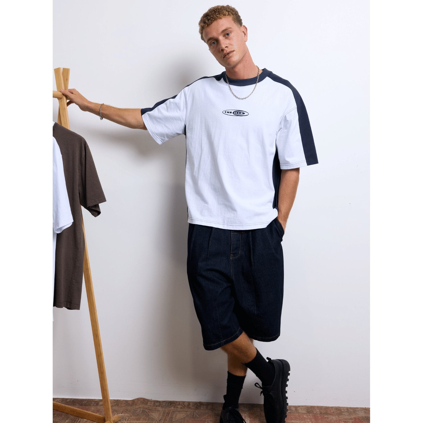 Mad Dogs Box Crop Panel Tee White - Image 1