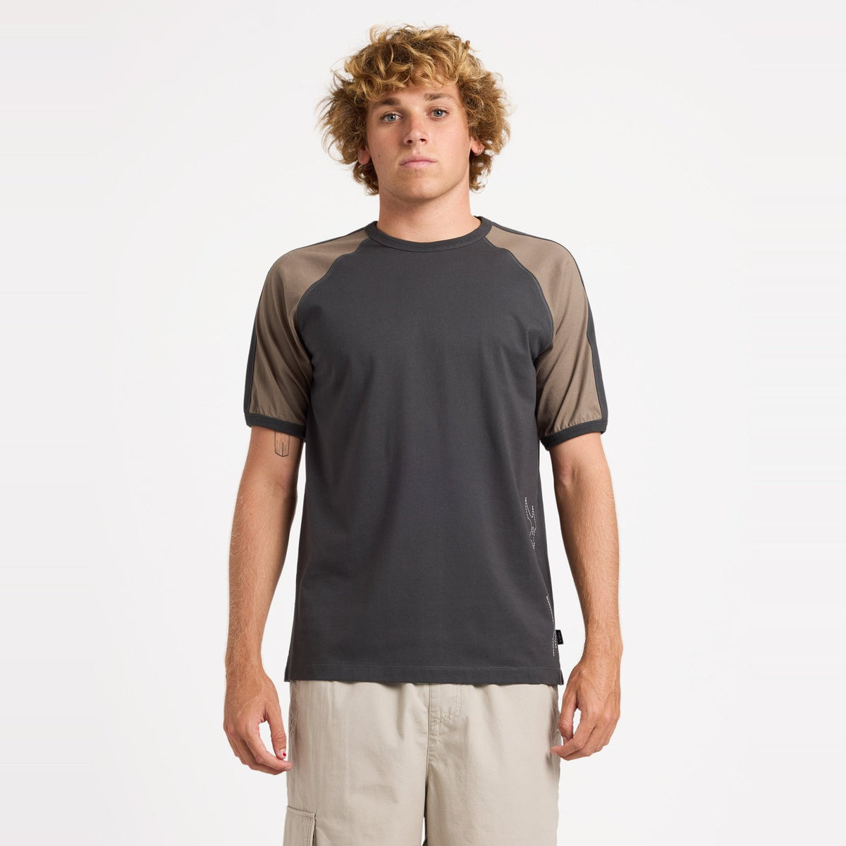 Mens Stitch Raglan T Shirt Pirate Black - Image 1