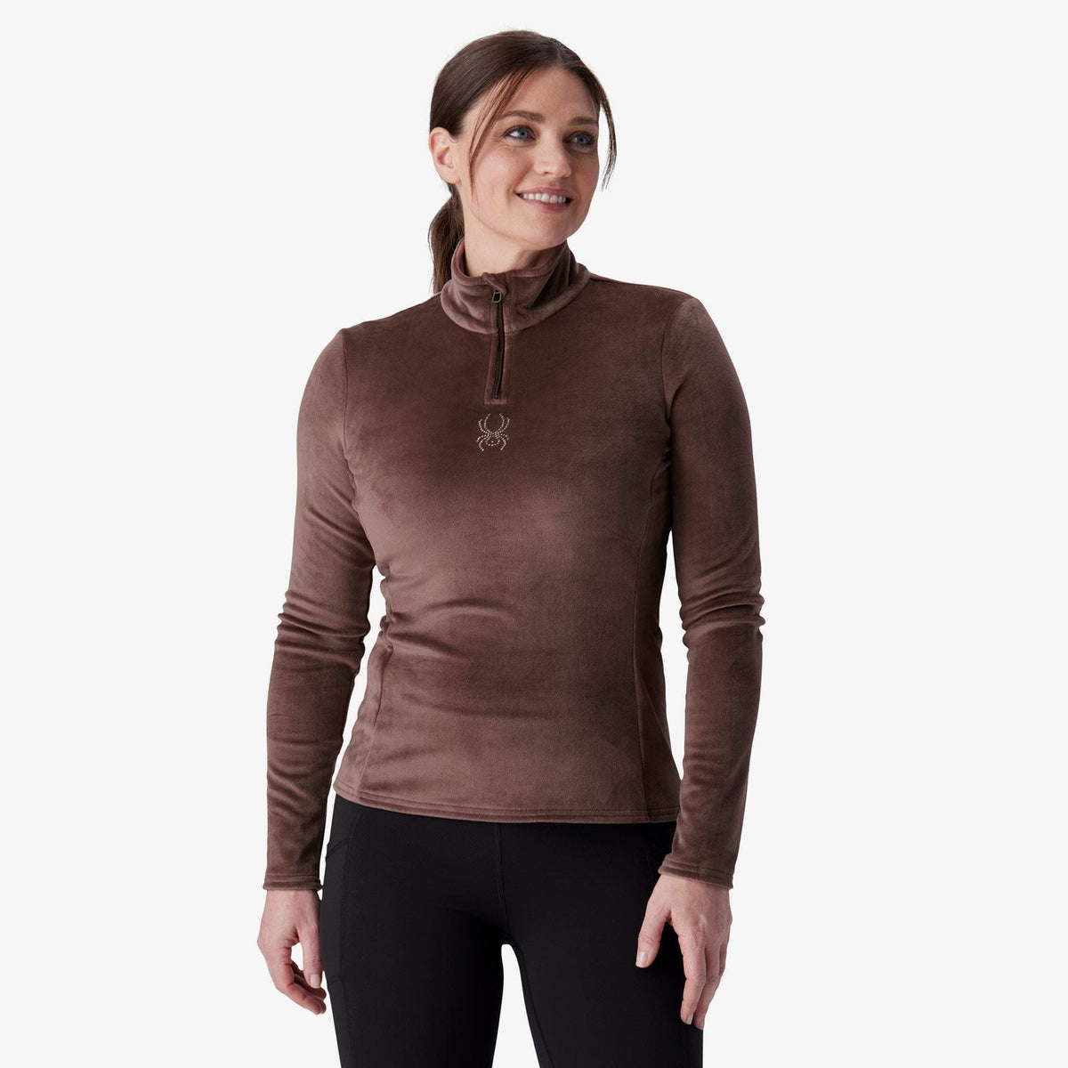 Womens Shimmer Bug Half Zip Mocha - Image 1