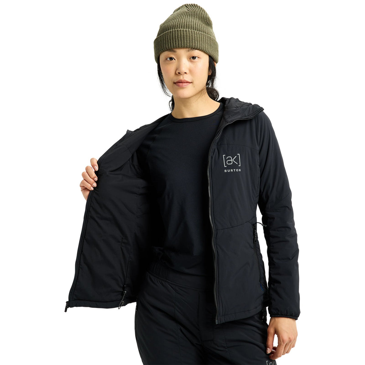 Womens [Ak] Helium Hooded Stretch Insulated Jacket True Black - Image 7