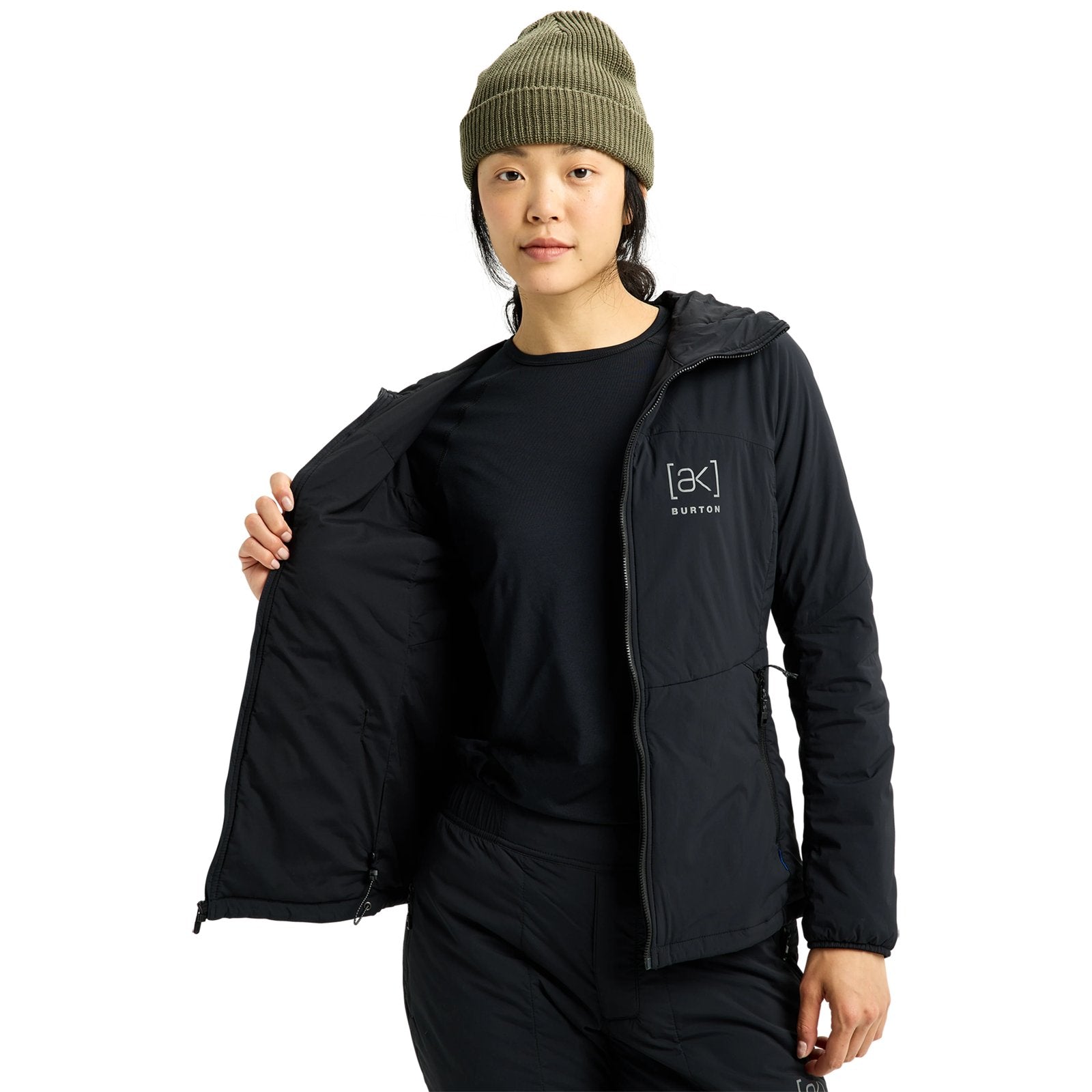 Womens [Ak] Helium Hooded Stretch Insulated Jacket True Black - Image 7