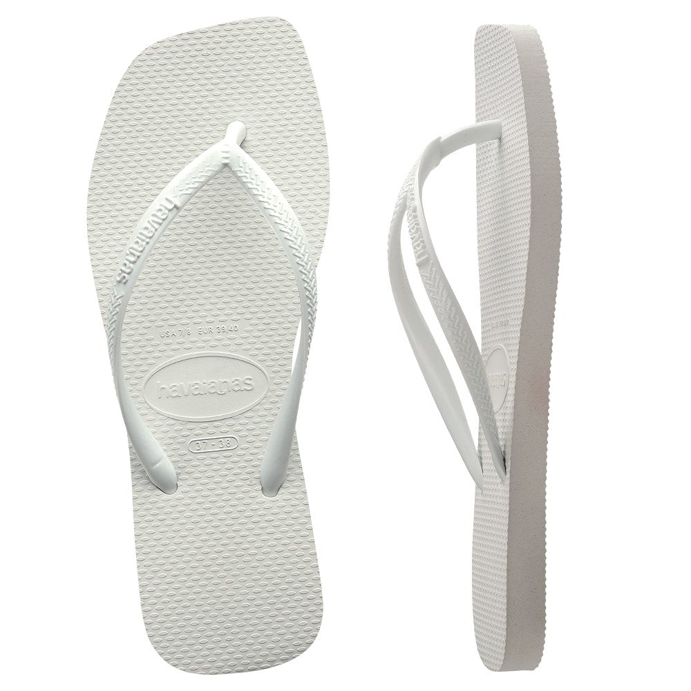 Slim Square Toe White Thongs - Image 1
