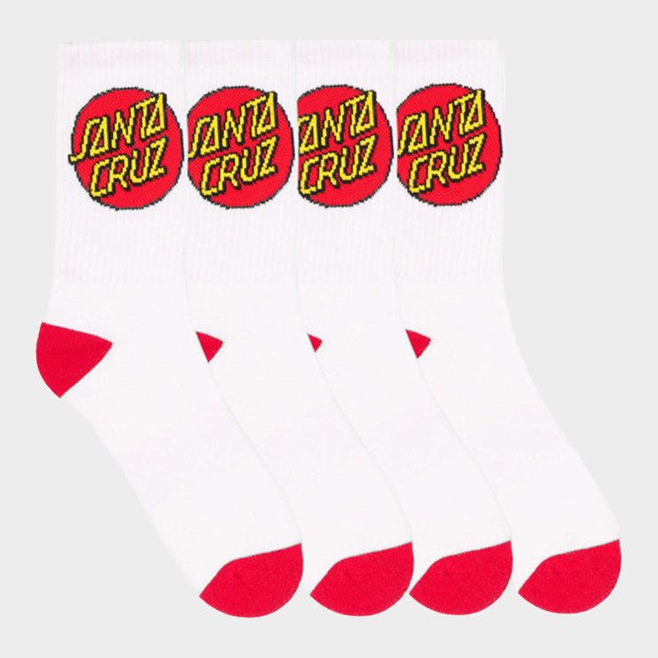 Boys Classic Dot Crew Socks (4 Pack) White - Image 1