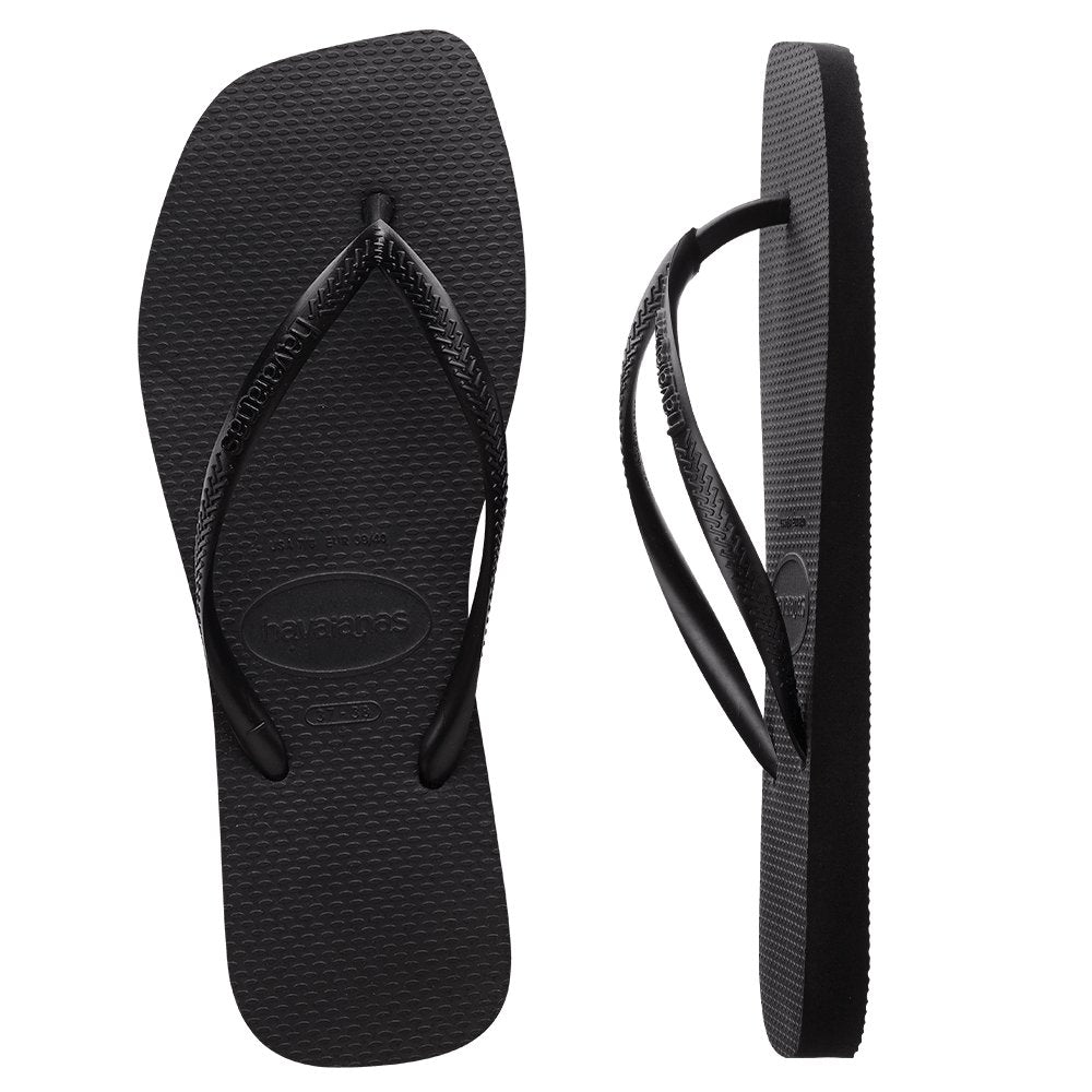 Slim Square Toe Black Thongs - Image 1