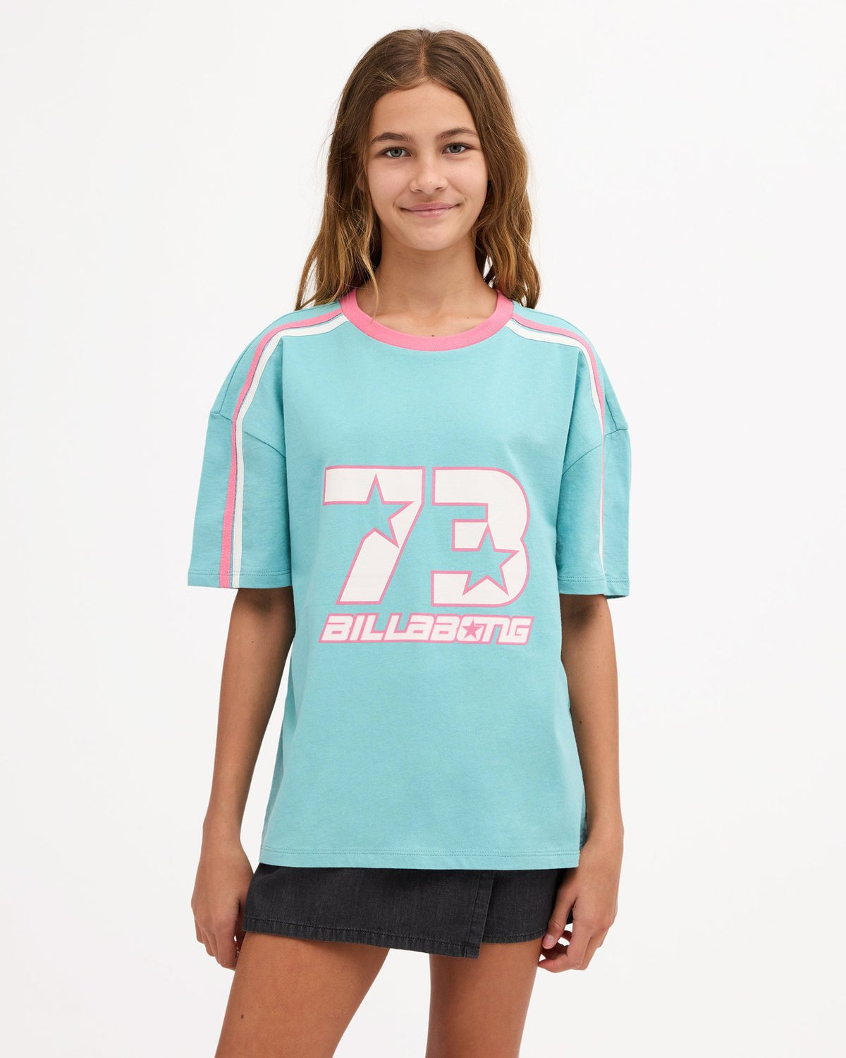Girls Billa Star Oversized T-Shirt Misty Blue - Image 1