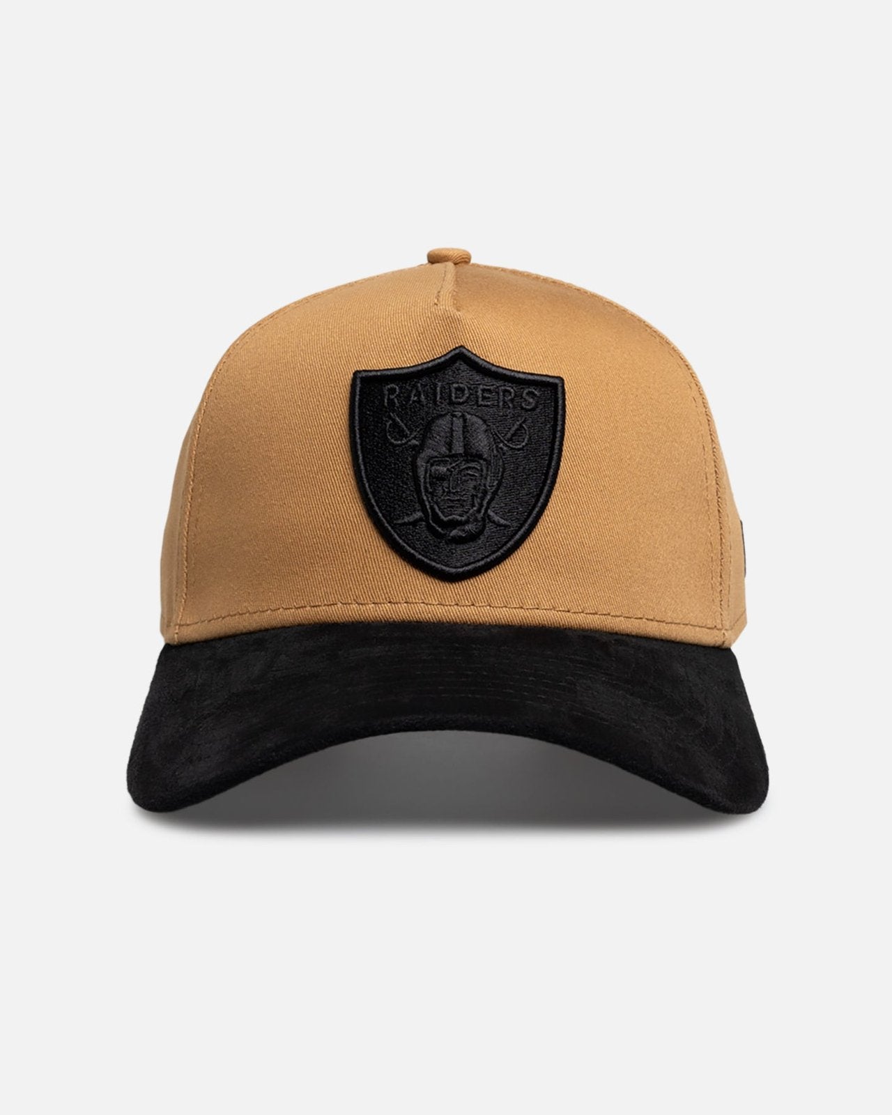 Las Vegas Raiders 9FORTY A-Frame Snapback - Wheat Black Suede - Image 1