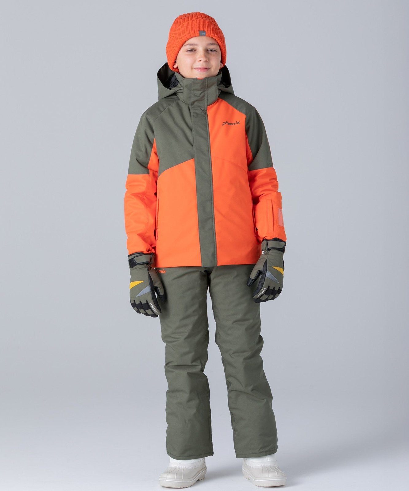 Asymmetrical Bicolour Ski Suit Orange - Image 1
