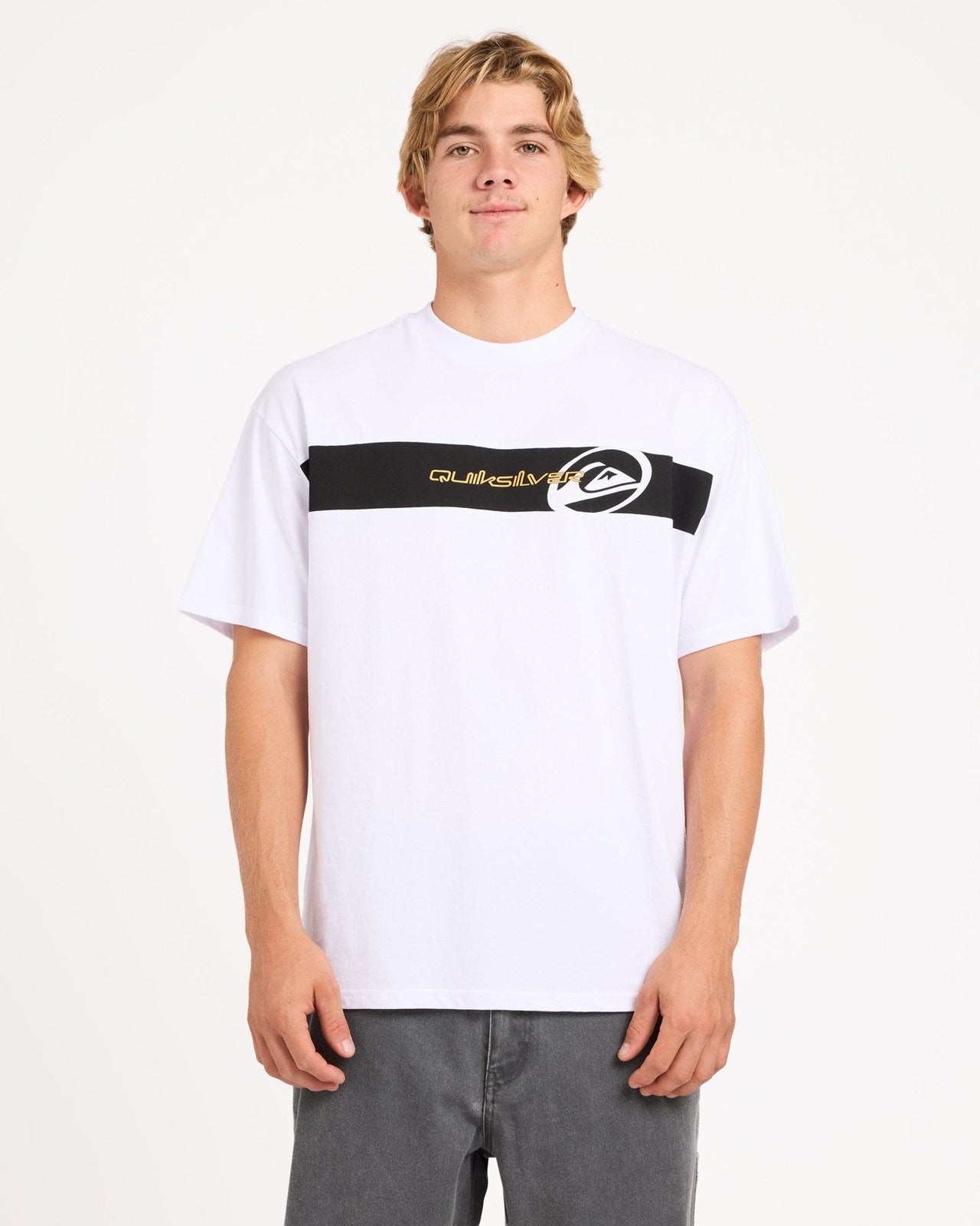 Mens Tilt Panel T-Shirt White - Image 1