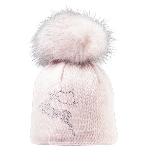 Silver Real Fur Beanie Light Pink - Image 1