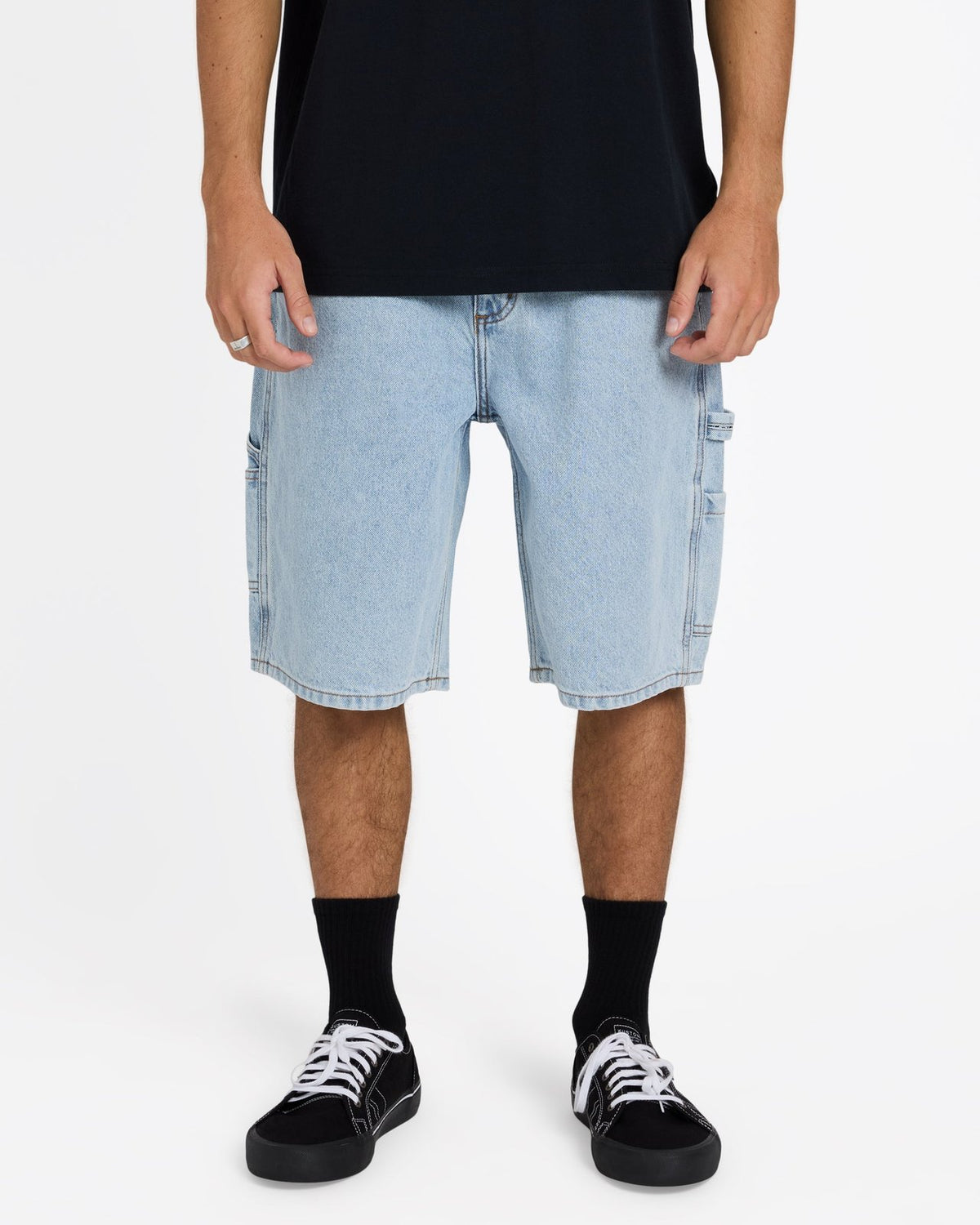 Mens Bad Dog Workwear Shorts Washed Indigo - Image 1