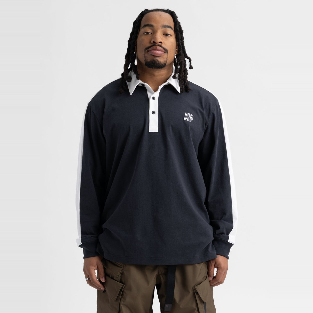 Mens Rugby Shirt True Black / Stout White - Image 1