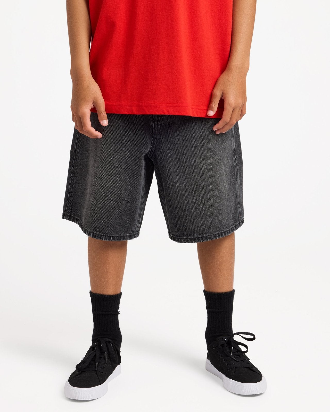 Boys Spec 73 Baggy Denim Shorts Black - Image 1