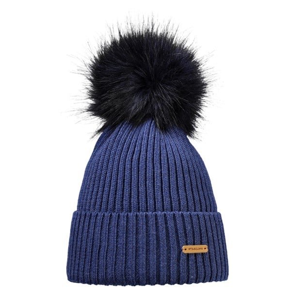 Neil Real Fur Beanie Blue - Image 1