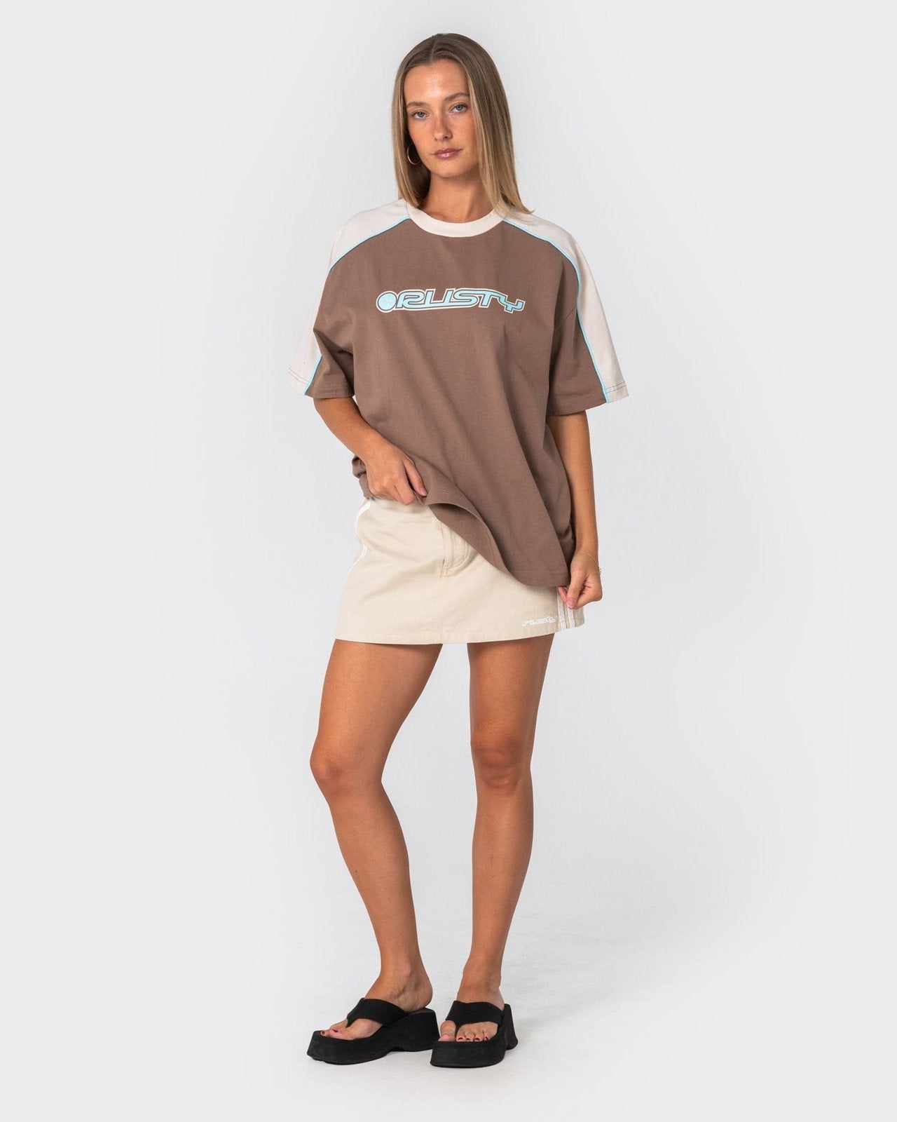 Timmy Target 220 Oversized Tee Mushroom / Aqua - Image 1