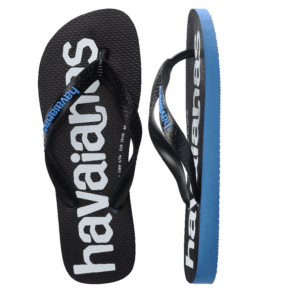 Top Logomania 2 Blue Thongs - Image 1