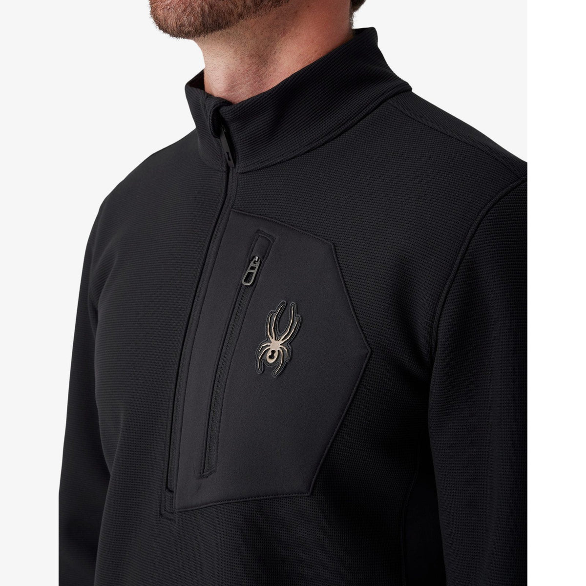 Mens Bandit Sweater Fleece Quarter Zip Black - Image 2