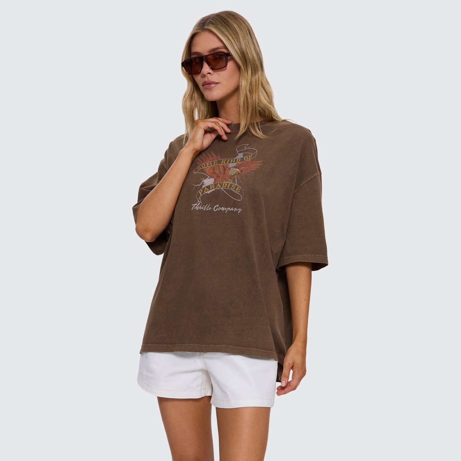 Banner Of Strength Oversized Tee Cocoa - Image 2