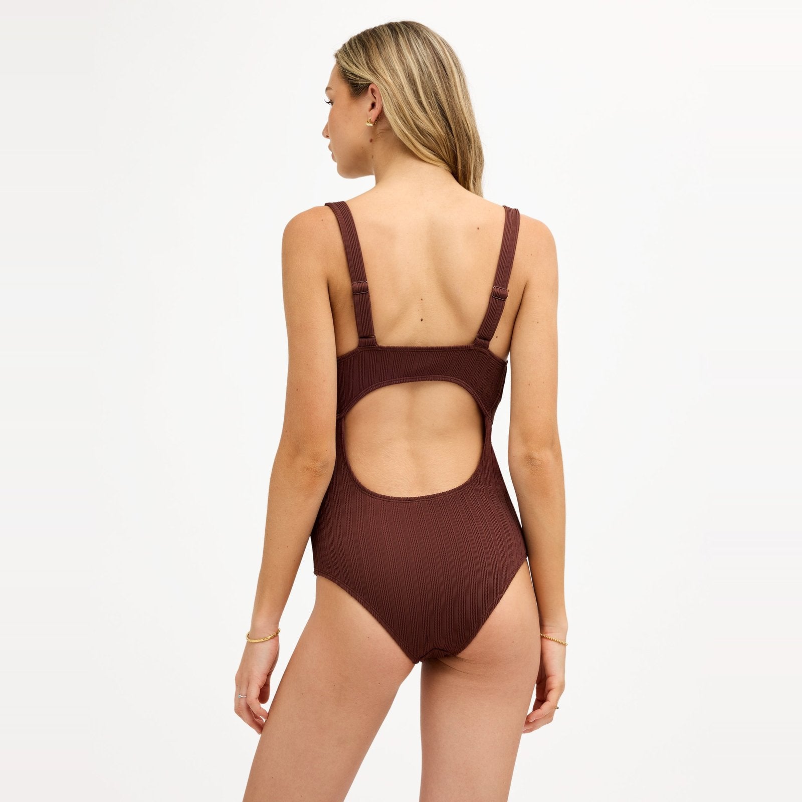 Womens Love V Neck One Piece Swimsuit Java - Image 2