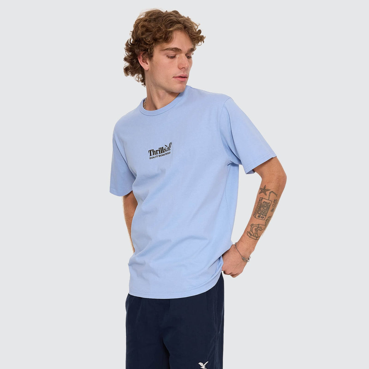 Workwear Embro Merch Fit Tee Placid Blue - Image 2