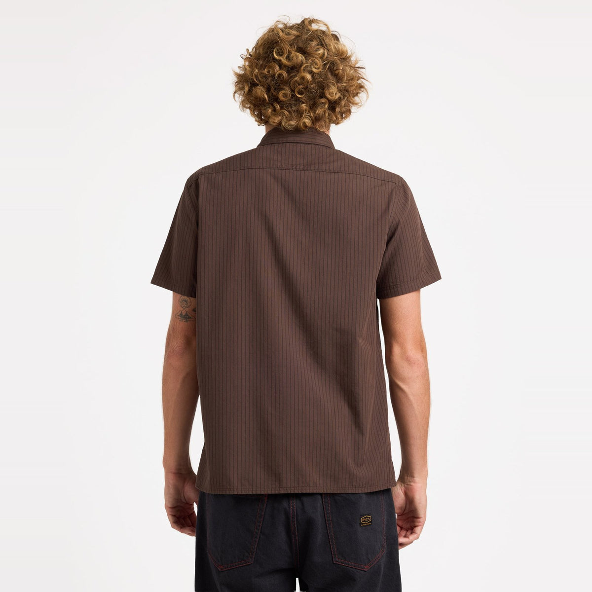 Mens Harmony Emblem Short Sleeve Shirt Chocolate Brown - Image 2