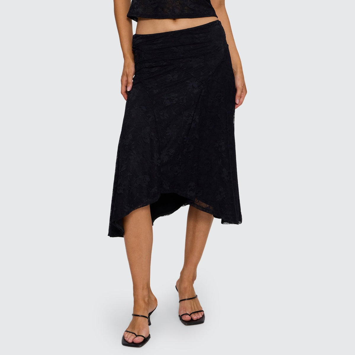 Womens Sienna Lace Midi Skirt Black - Image 2