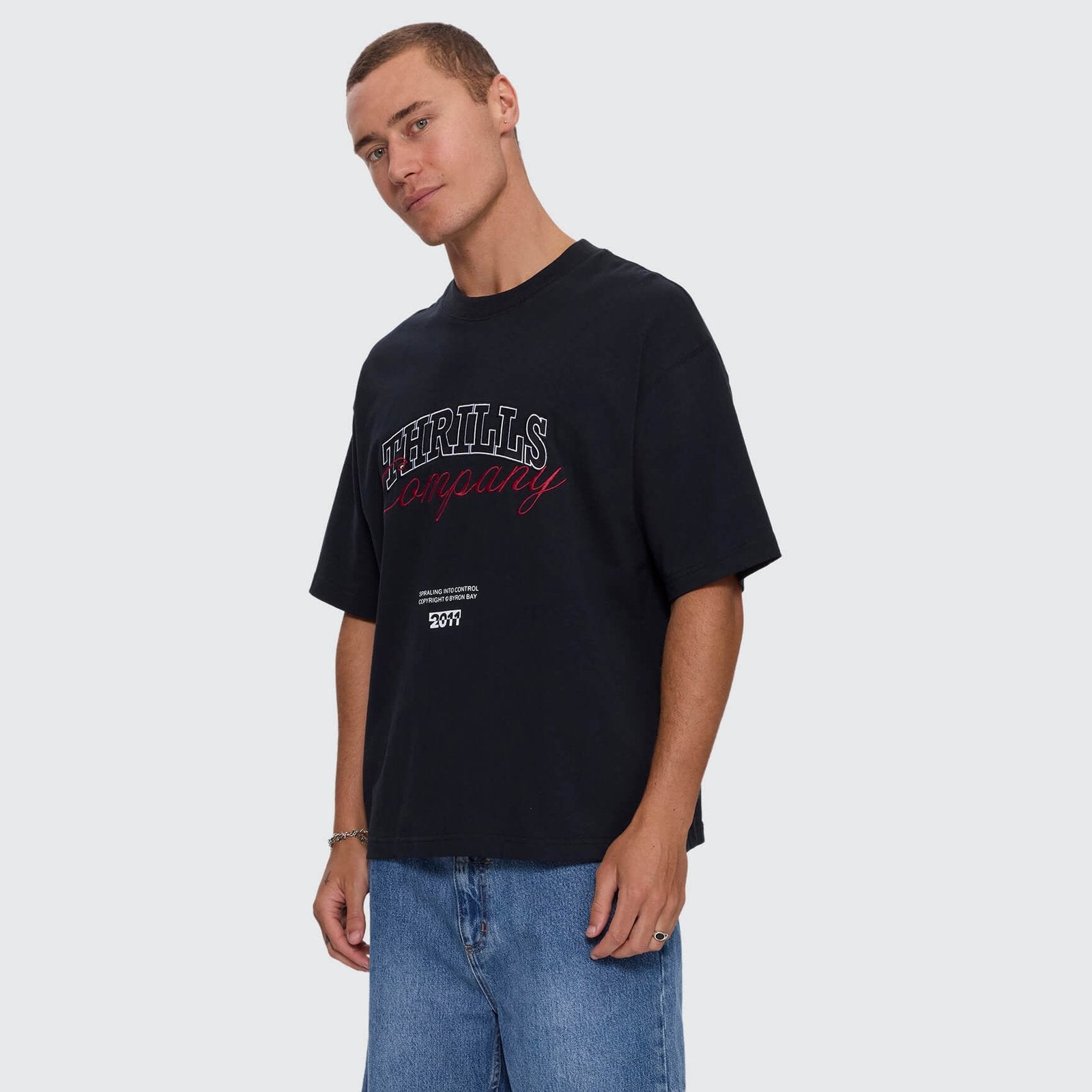 Spiraling Box Crop Tee Washed Black - Image 2