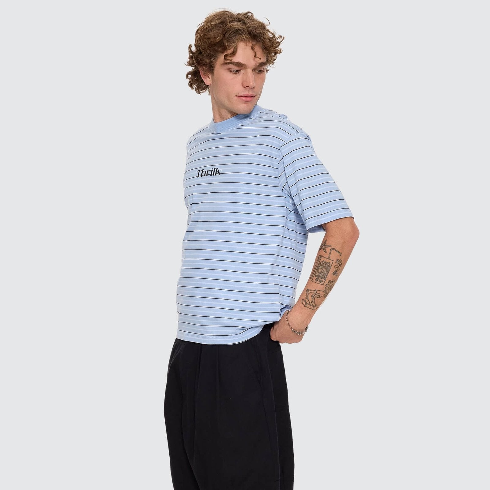 Flowers Of Tomorrow Stripe Box Crop Tee Placid Blue - Image 2