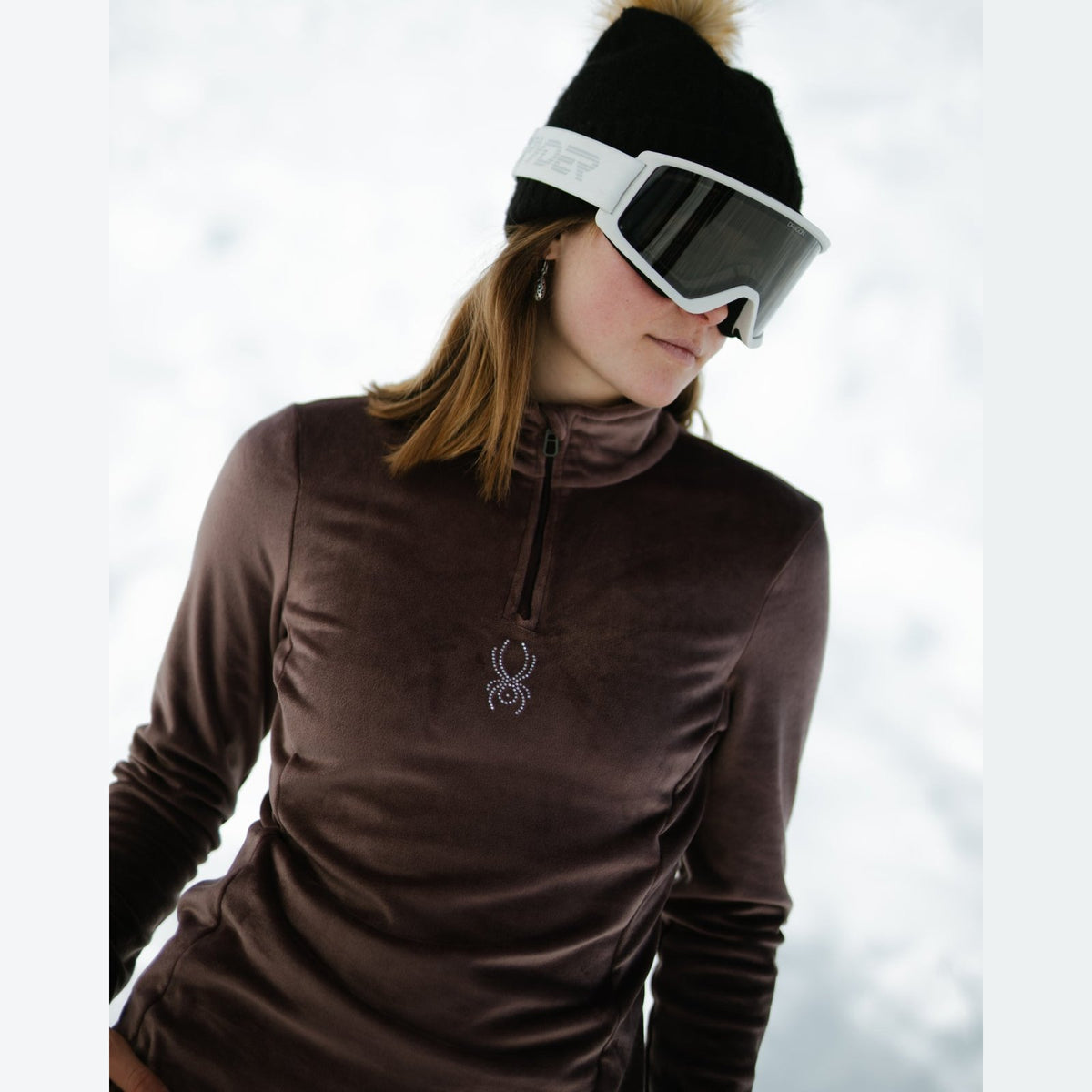 Womens Shimmer Bug Half Zip Mocha - Image 2