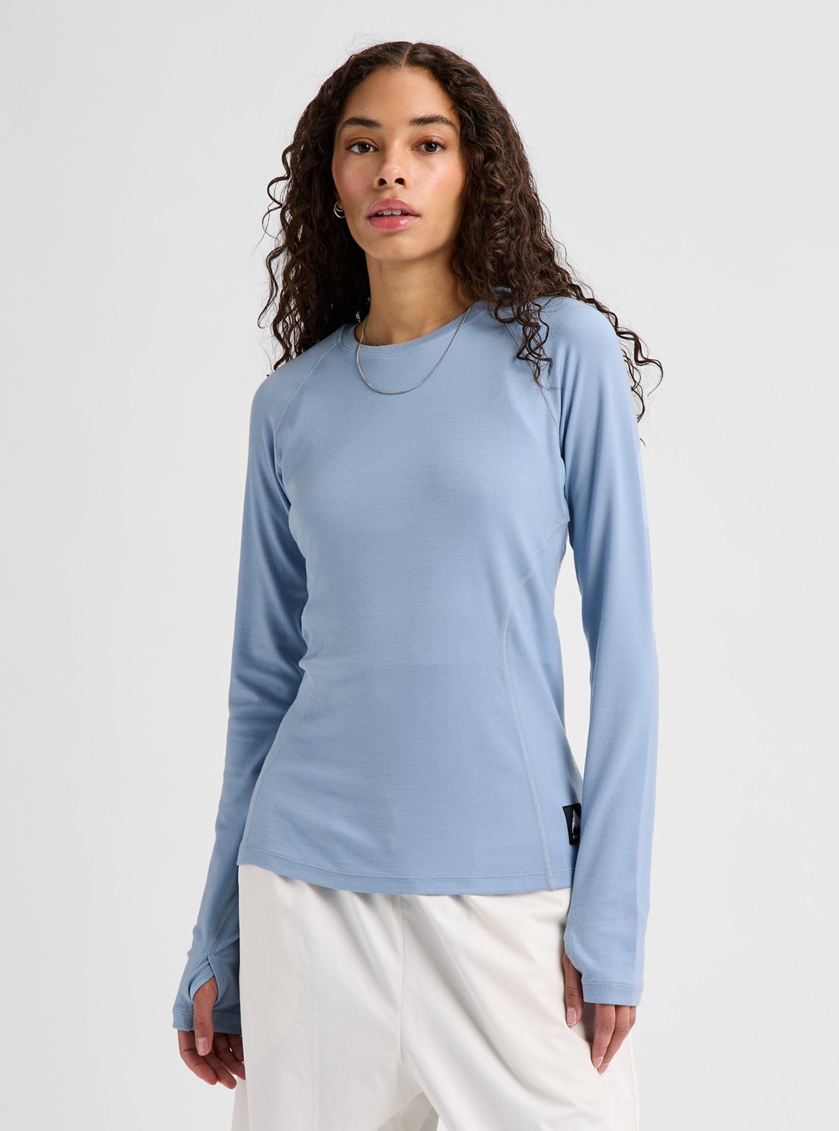 Womens Merino Blend Midweight Base Layer Crew Airstream Blue - Image 2