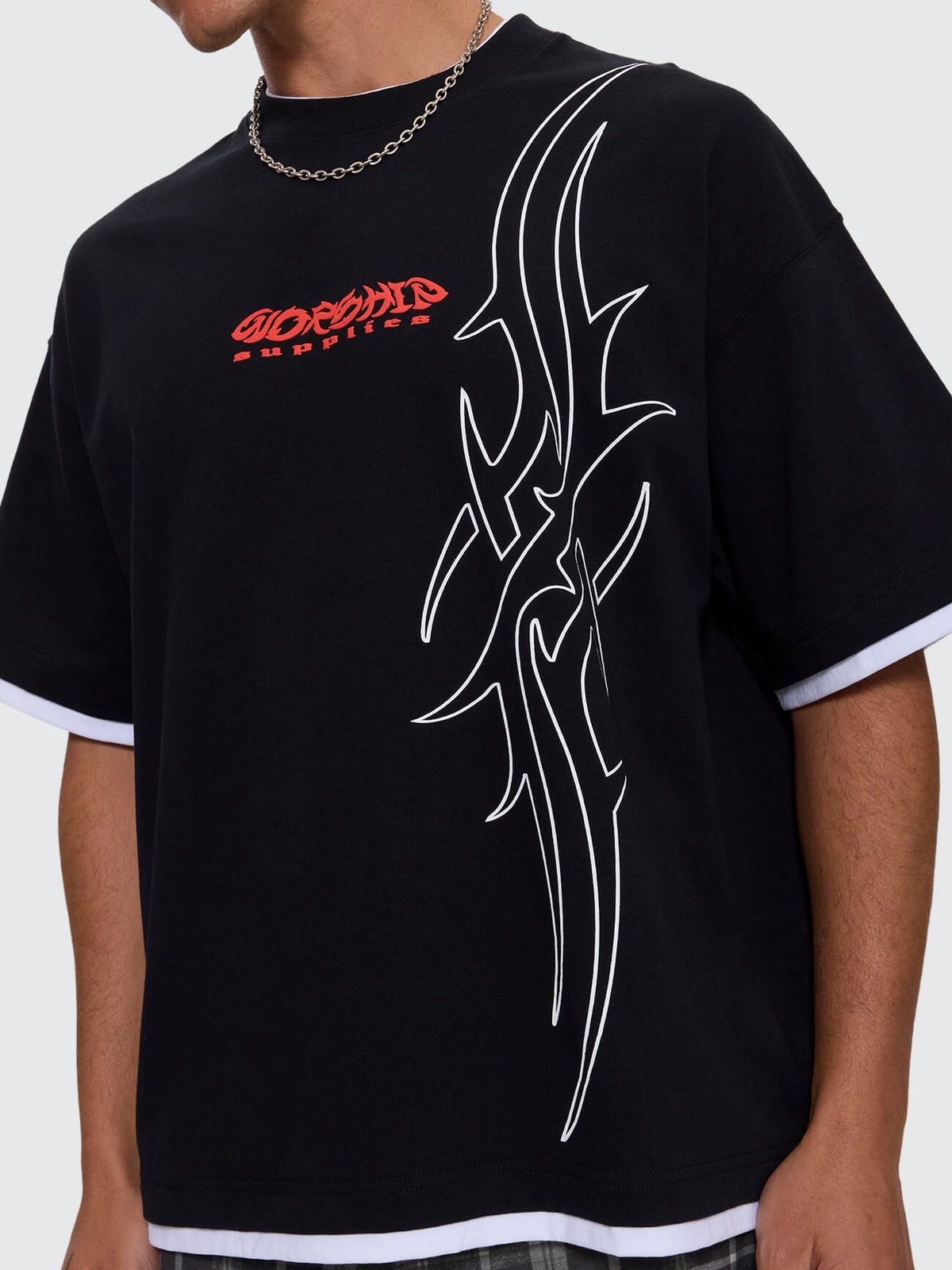 Pitted Box Crop Layer Tee Black - Image 2