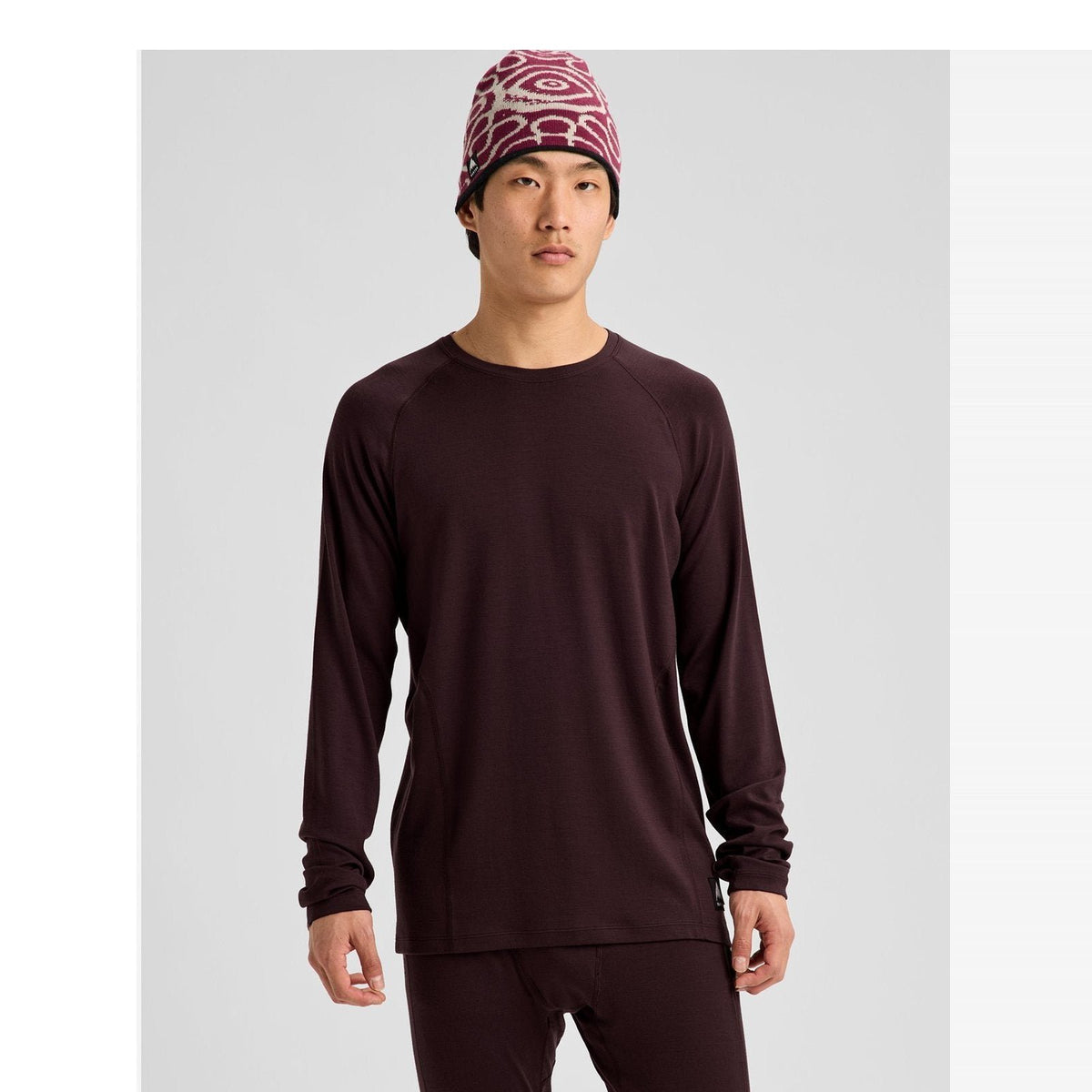Mens Merino Blend Midweight Base Layer Crew Bear Hug Brown - Image 2