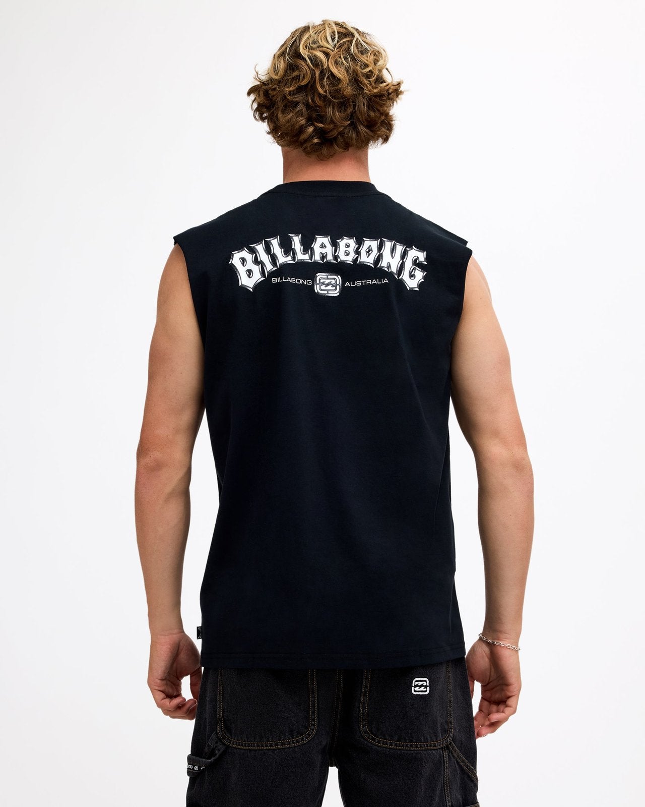 Mens Chrome Arch Muscle Top Black - Image 2