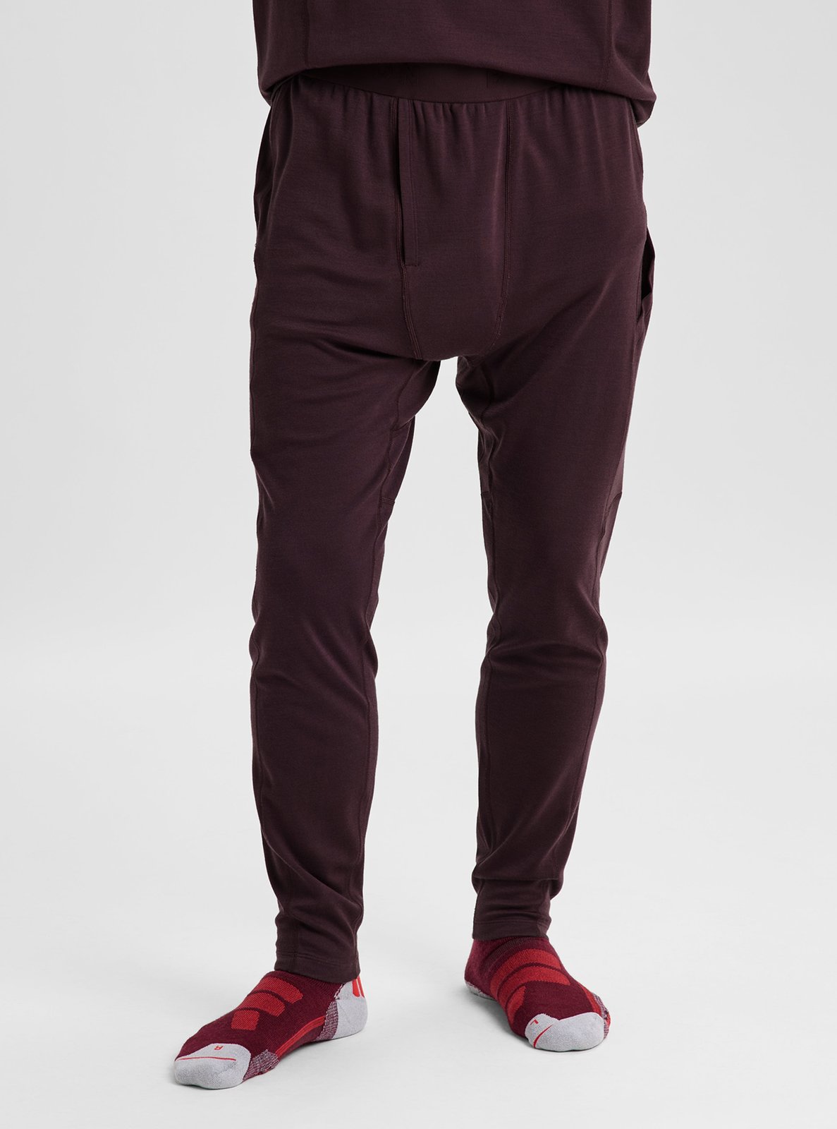 Mens Merino Blend Midweight Base Layer Pants Bear Hug Brown - Image 2