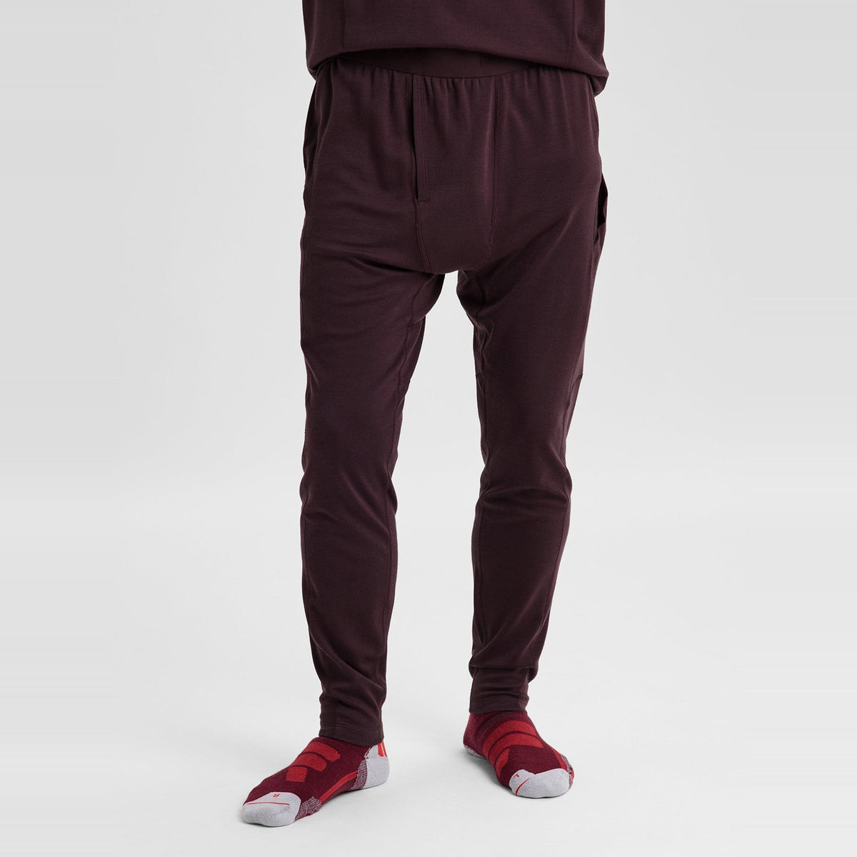 Mens Merino Blend Midweight Base Layer Pants Bear Hug Brown - Image 2