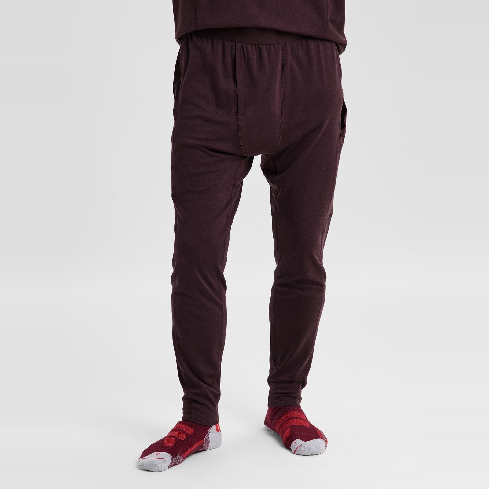 Mens Merino Blend Midweight Base Layer Pants Bear Hug Brown - Image 2