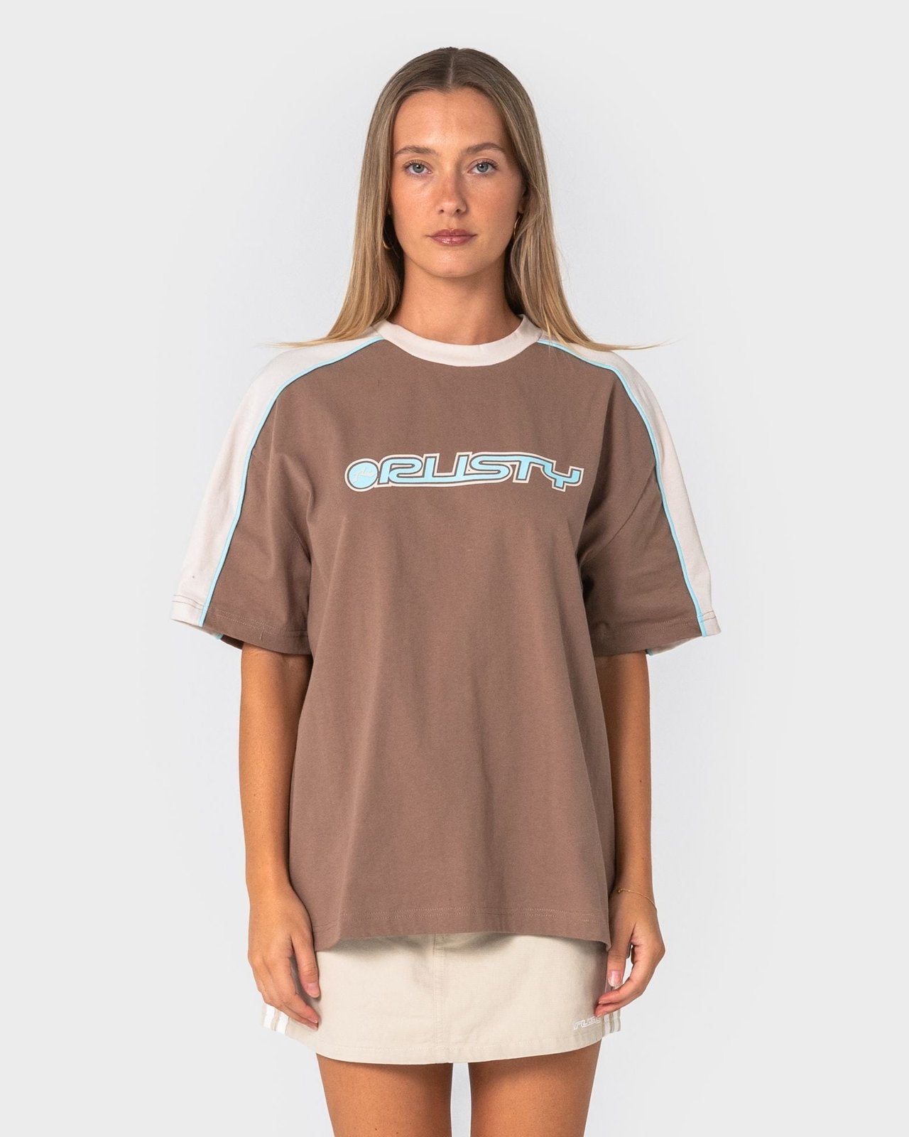 Timmy Target 220 Oversized Tee Mushroom / Aqua - Image 2