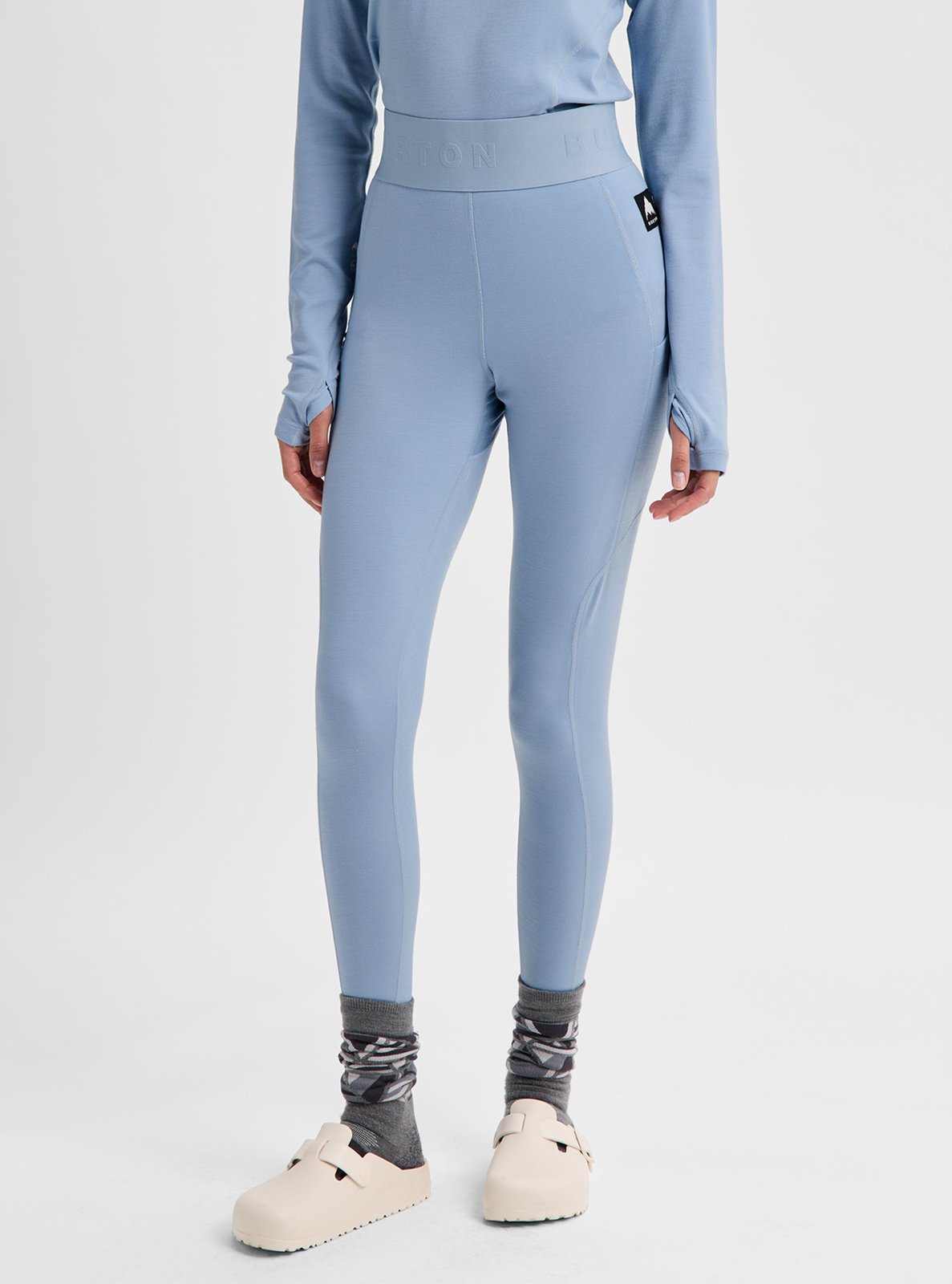 Womens Merino Blend Midweight Base Layer Pants Airstream Blue - Image 2
