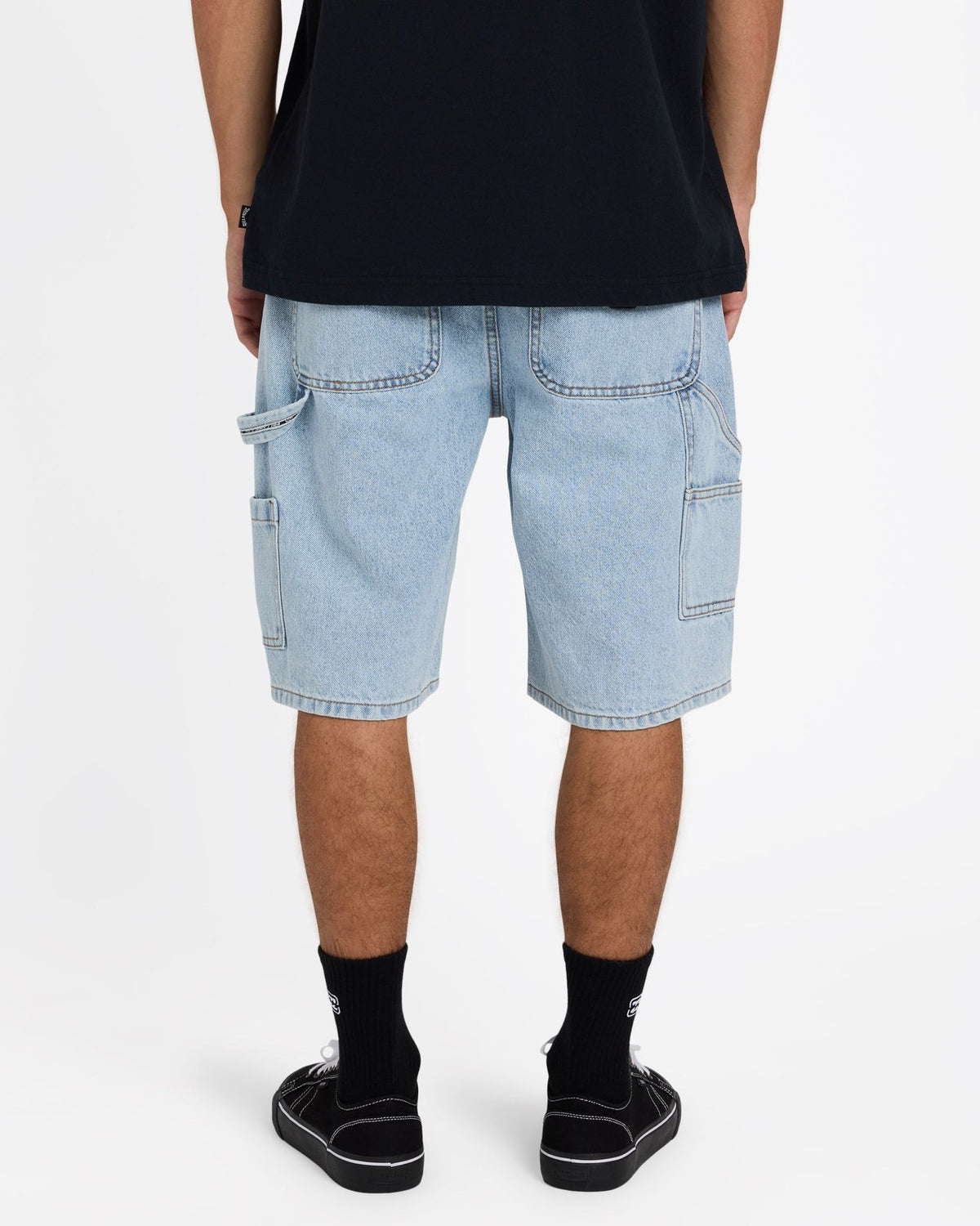 Mens Bad Dog Workwear Shorts Washed Indigo - Image 2
