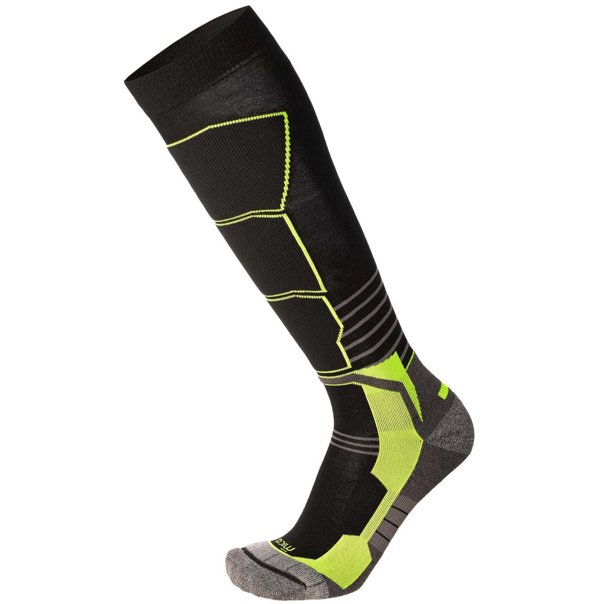 Medium Weight Superthermo Natural Merino Ski Socks Nero Giallo Fluo - Image 2