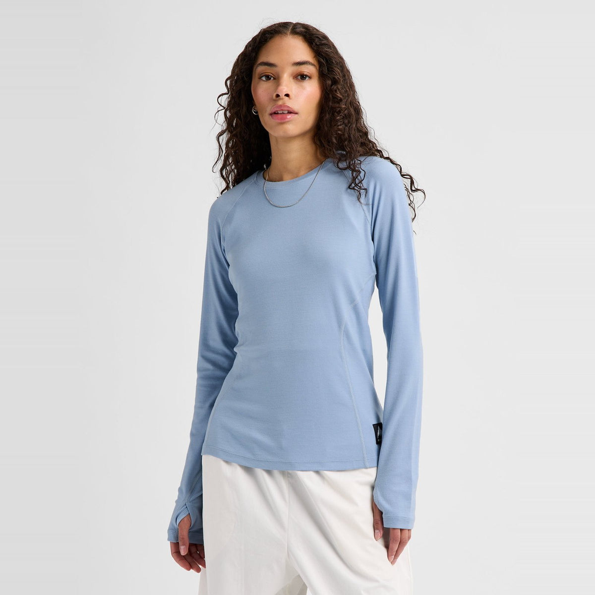 Womens Merino Blend Midweight Base Layer Crew Airstream Blue - Image 2