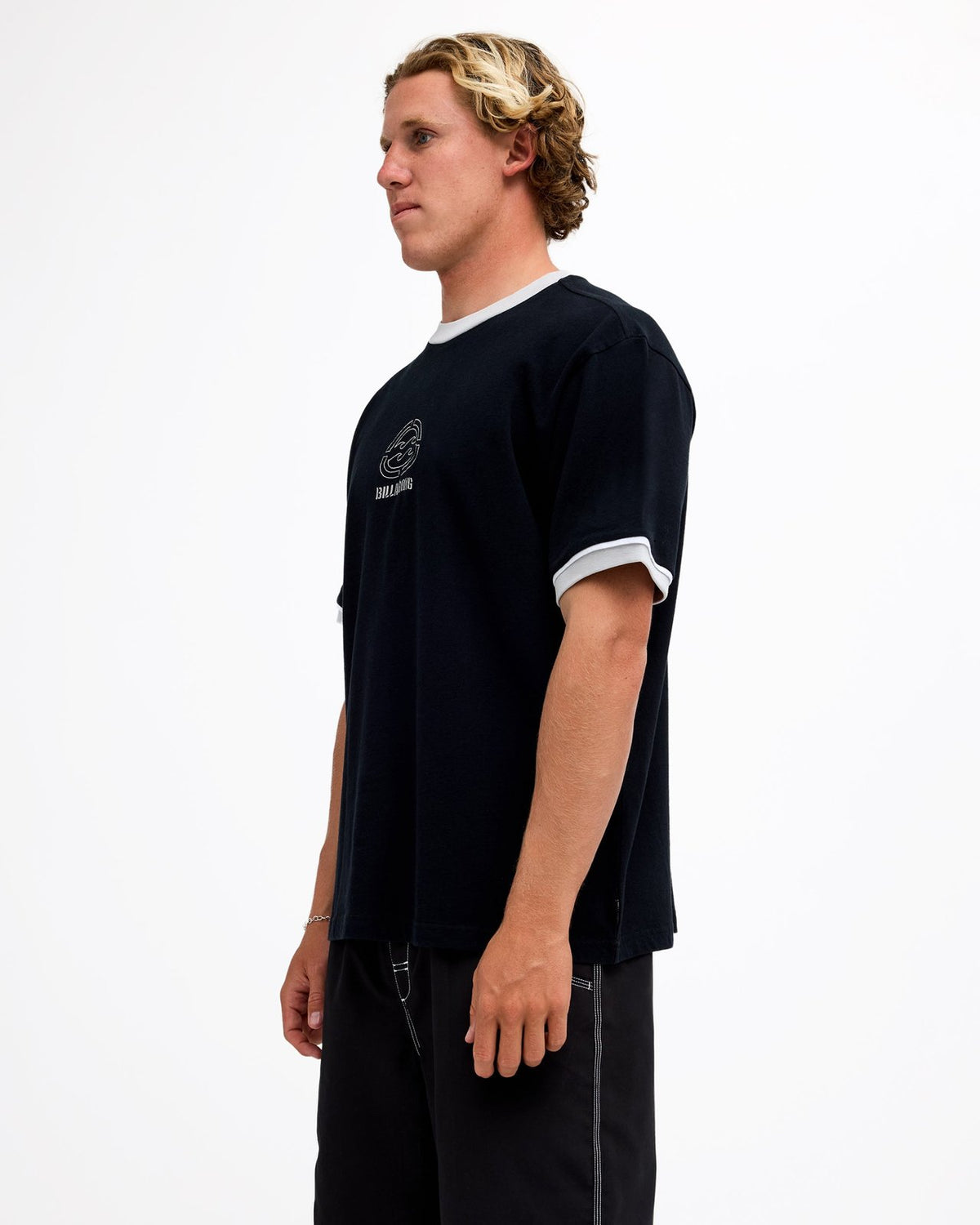 Mens Spec 73 Bio Ringer T-Shirt Black - Image 3