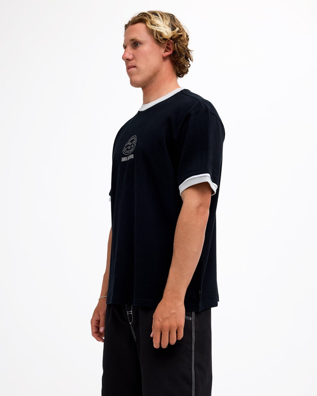 Mens Spec 73 Bio Ringer T-Shirt Black - Image 3
