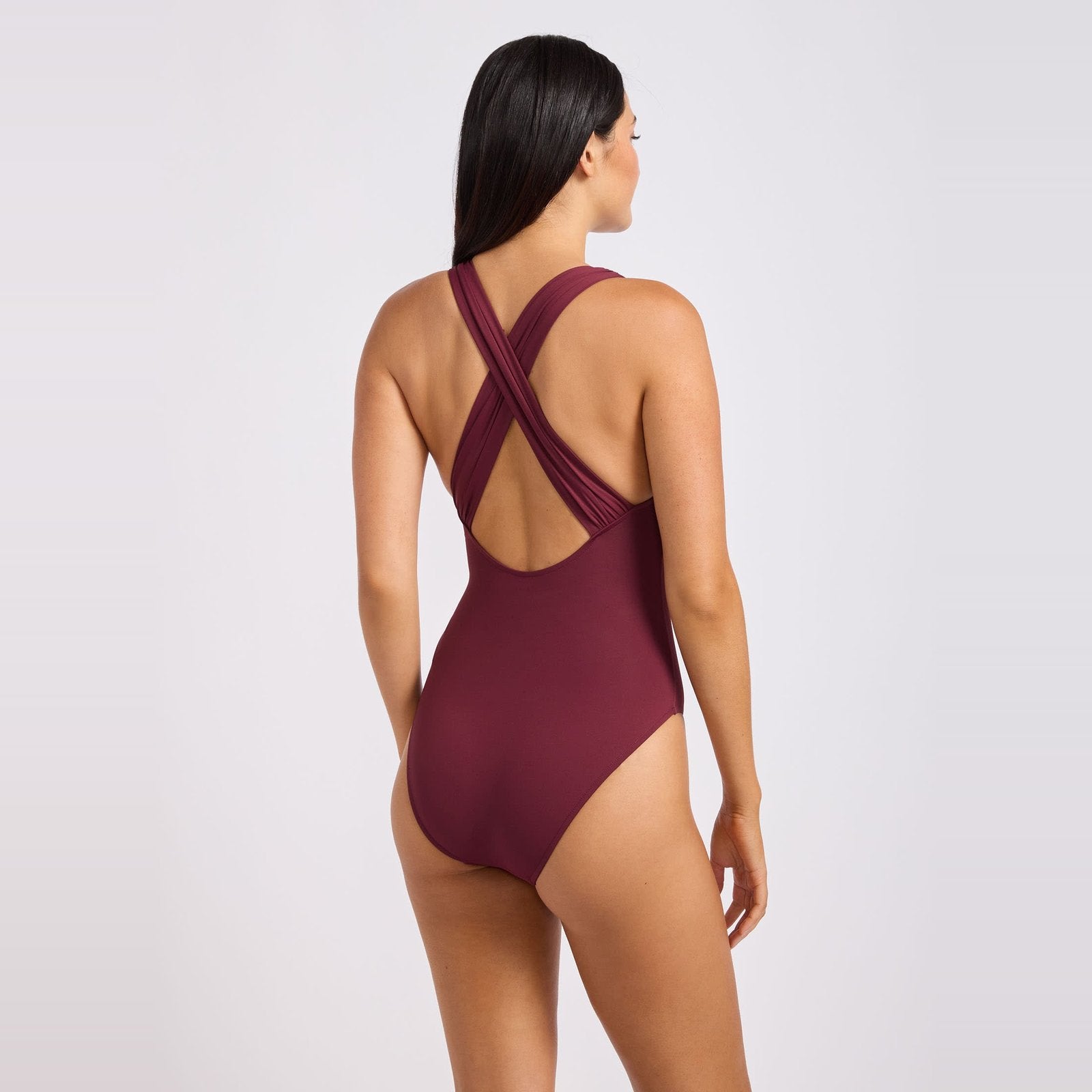 Seafolly Collective Cross Back One Piece Dark Burgundy - Image 3