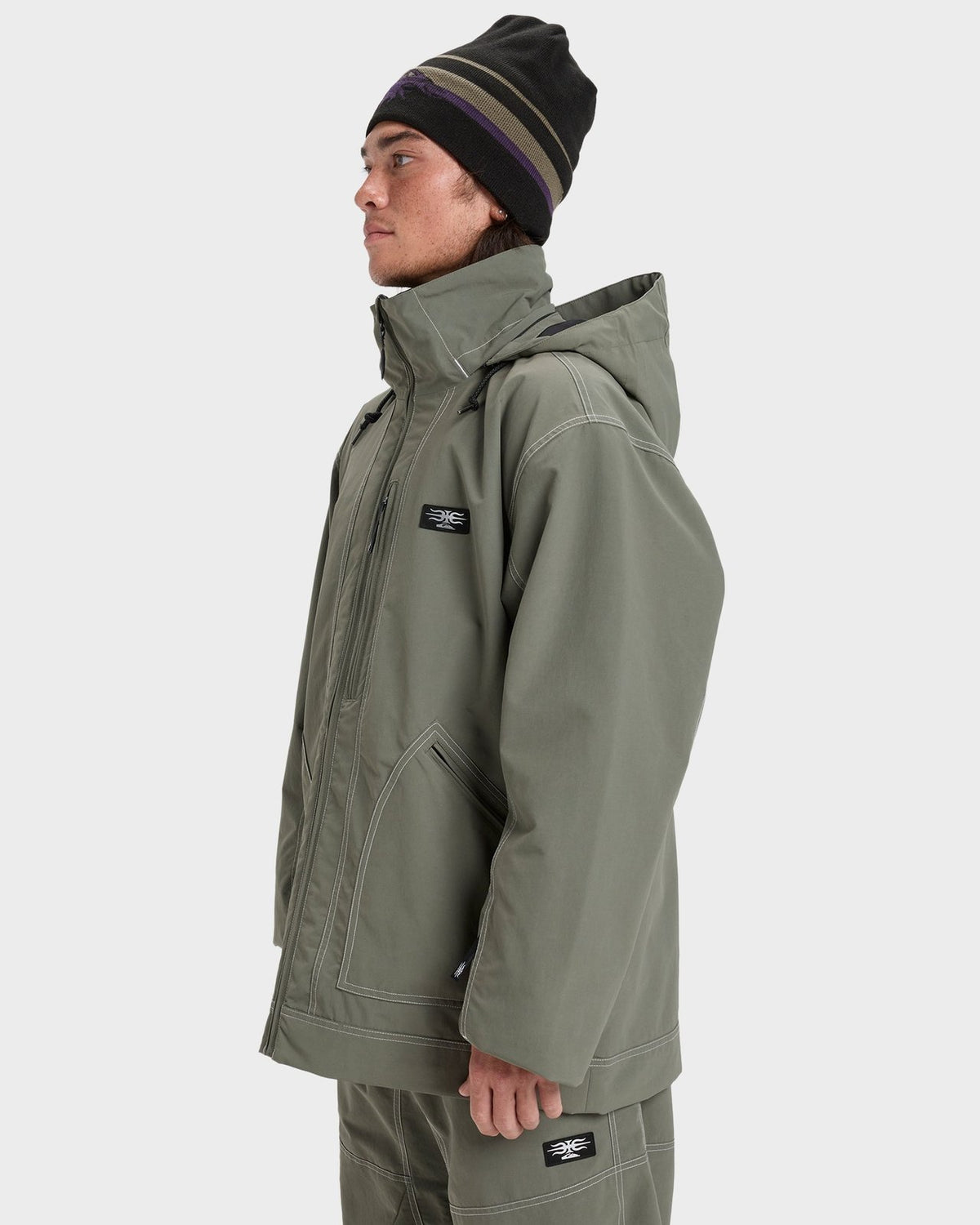 Mens Live Wire Snow Jacket Dusty Olive - Image 3