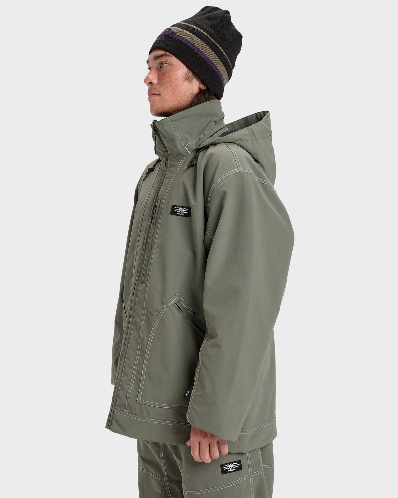 Mens Live Wire Snow Jacket Dusty Olive - Image 3