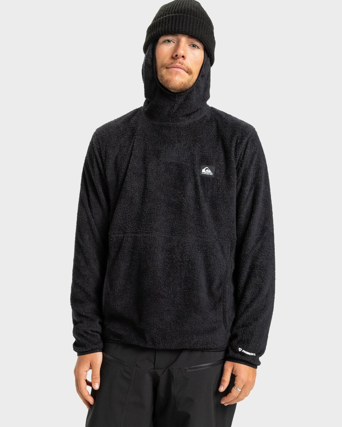 Mens Warm Up Pullover Hoodie Black - Image 3