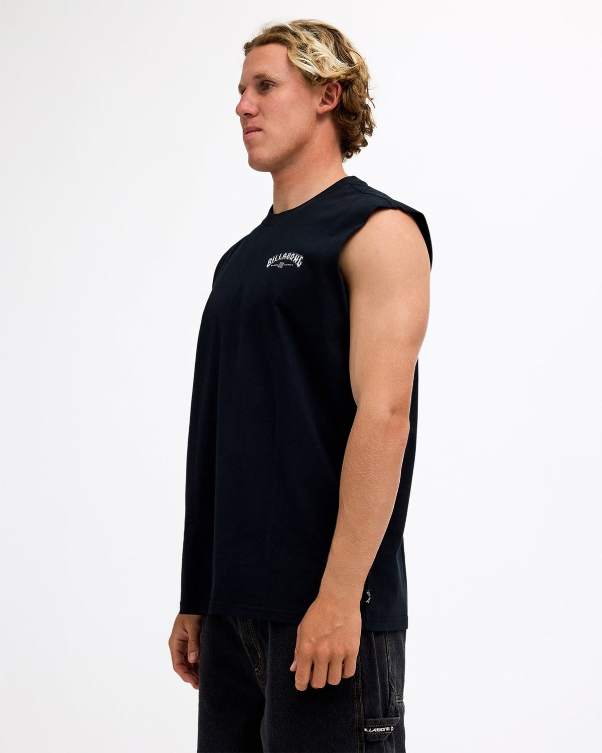 Mens Chrome Arch Muscle Top Black - Image 3