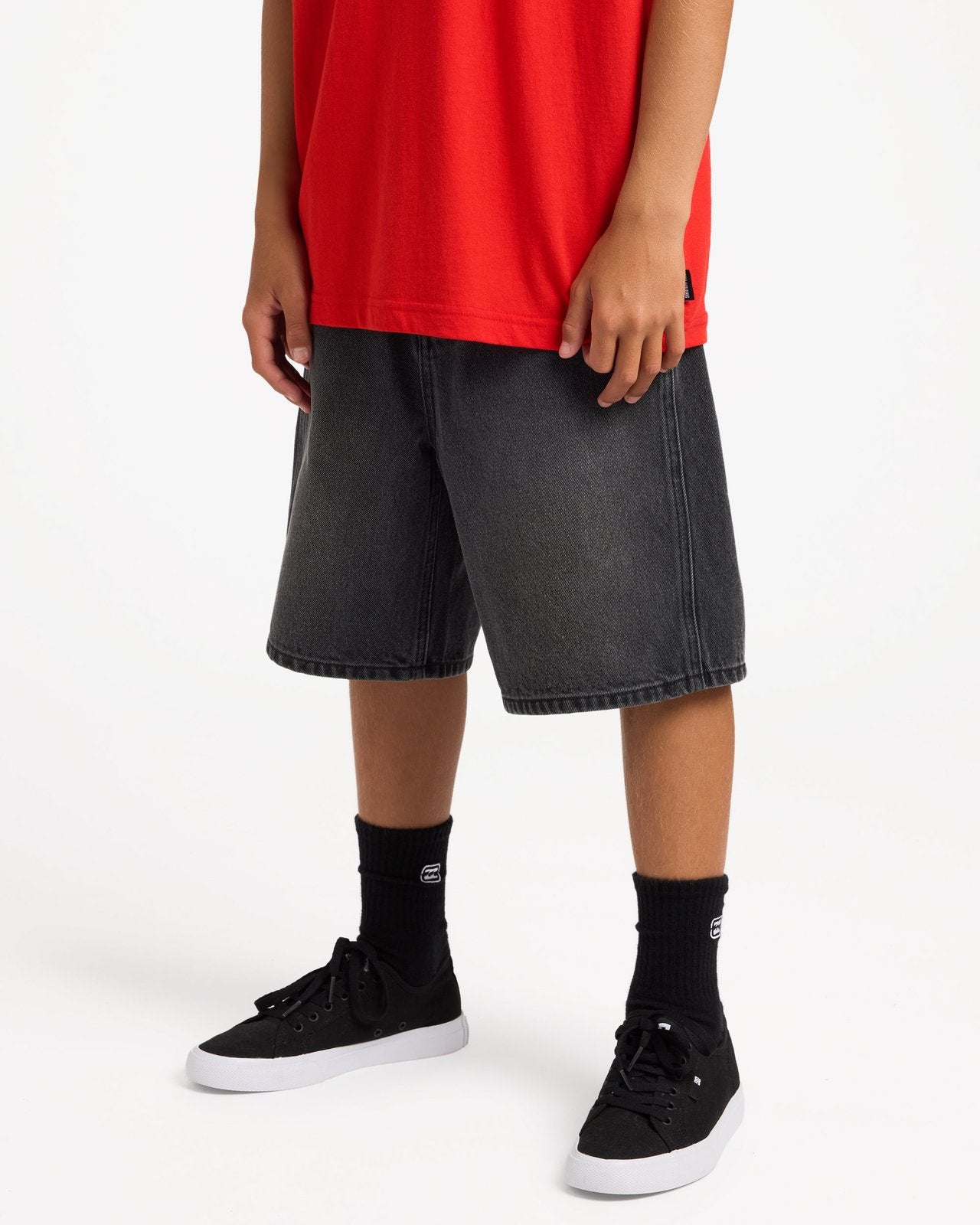 Boys Spec 73 Baggy Denim Shorts Black - Image 3